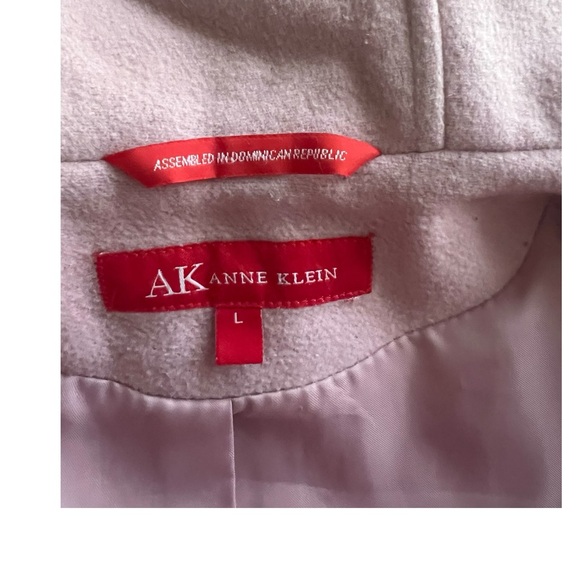 A.K. Anne Klein Wool Blend Genuine Fox Fur Trim Hood Zip pink jacket. SZ. L. - Picture 9 of 11